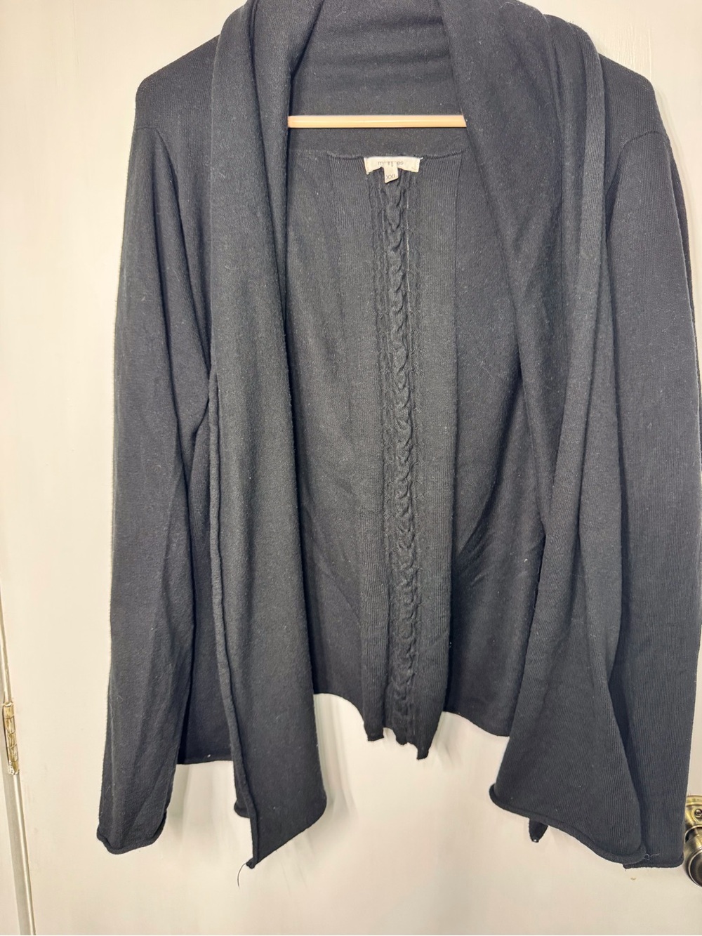 Maurices Black Open-Front Cable-Trim Cardigan